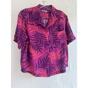 Marsh Landing Neon Pink Purple Funky Button Down Hawaiian Shirt Summer Beach